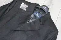 AQUASCUTUM Dark Charcoal Grey 100% Soft Flannel Wool Over Coat