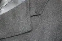 AQUASCUTUM Dark Charcoal Grey 100% Soft Flannel Wool Over Coat