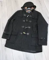 AQUASCUTUM Dark Grey Hooded New Montgomery Duffel Duffle Coat Jacket Made In UK