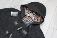 AQUASCUTUM Dark Grey Hooded New Montgomery Duffel Duffle Coat Jacket Made In UK