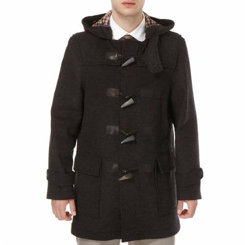 AQUASCUTUM Dark Grey Hooded New Montgomery Duffel Duffle Coat Jacket Made In UK