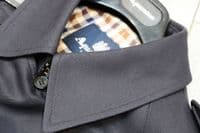 AQUASCUTUM Dark Navy Almost Black DB CORBY Trench Rain Coat Made In UK