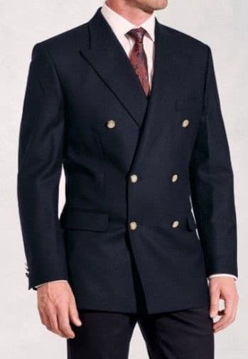 AQUASCUTUM DB Navy 100% Wool Gold Button Blazer Jacket Sports Coat