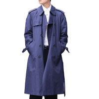 AQUASCUTUM Navy Cotton Blend Trench Rain Coat Made In England