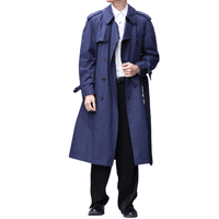 AQUASCUTUM Navy Cotton Blend Trench Rain Coat Made In England