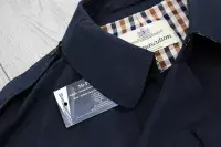 AQUASCUTUM Navy Cotton Blend Trench Rain Coat Made In England