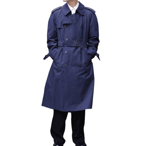 AQUASCUTUM Navy Cotton Blend Trench Rain Coat Made In England