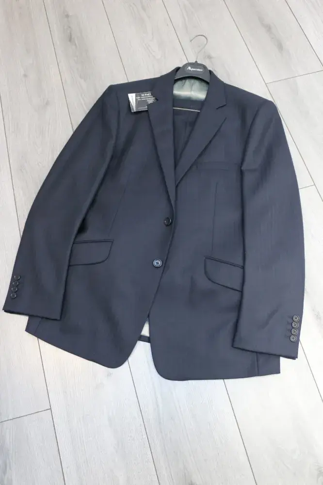 AQUASCUTUM Navy Herringbone Wool Suit