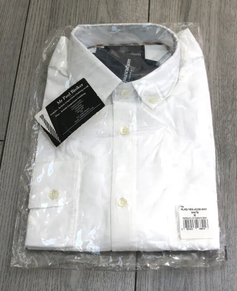 AQUASCUTUM White Long Sleeve Button Down Soft Woven Cotton Shirt MEDIUM