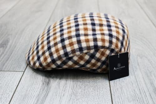 AQUASCUTUM Wool House Check Flat Cap Hat Made In UK LARGE Blue Label BRAND NEW