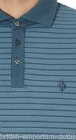 BALLANTYNE 100% Cotton Striped Teal Short Sleeved Piquet Polo T-Shirt MED BNWT