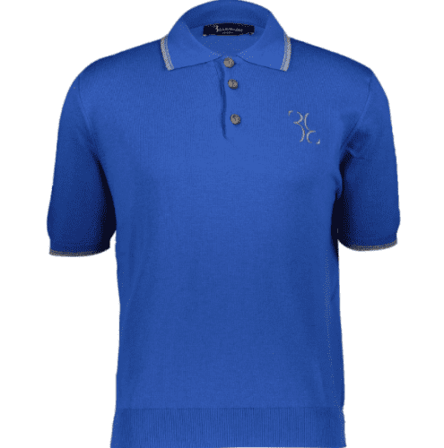 BILLIONAIRE Blue Knitted BB Embroidered Logo Polo Shirt Brand New + Tags & in Bag