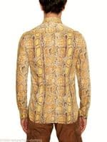 BNWT GALLIANO Yellow Python Printed L/S Cotton Poplin Shirt Ita48/Uk38/MEDIUM