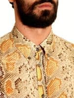 BNWT GALLIANO Yellow Python Printed L/S Cotton Poplin Shirt Ita48/Uk38/MEDIUM