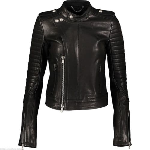 DIESEL BLACK GOLD Black Lamb Leather LANAVY Biker Jacket BNWT IT44 UK12