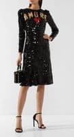 DOLCE & GABBANA black Sequin AMORE Midi Dress UK10 IT42 US6 BRAND NEW WITH TAGS