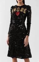 DOLCE & GABBANA black Sequin AMORE Midi Dress UK10 IT42 US6 BRAND NEW WITH TAGS