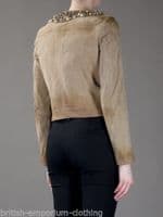 DSQUARED DSQUARED2 Cropped Suede Leather Embellished Jacket BNWOT UK12/14 ITA46