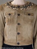 DSQUARED DSQUARED2 Cropped Suede Leather Embellished Jacket BNWOT UK12/14 ITA46