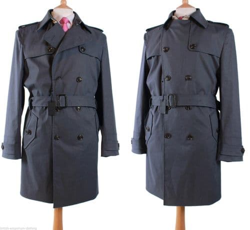 DUCHAMP Gunmetal Grey DB COTTON/POLYURETHANE Belted Trenchcoat Coat Uk44 BNWT