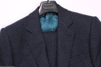 DUCHAMP Navy Polkadot 100% Italian Wool Suit BNWT IT46 UK36 rrp £750