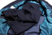 DUCHAMP Navy Polkadot 100% Italian Wool Suit BNWT IT46 UK36 rrp £750