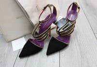 EMILIO PUCCI Black & Gold Suede & Patent Leather Court Shoes BNIB