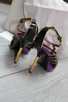 EMILIO PUCCI Black & Gold Suede & Patent Leather Court Shoes BNIB