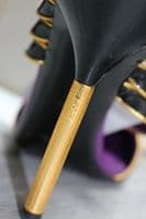 EMILIO PUCCI Black & Gold Suede & Patent Leather Court Shoes BNIB