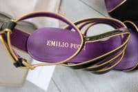 EMILIO PUCCI Black & Gold Suede & Patent Leather Court Shoes BNIB