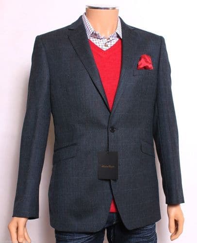 HOLLAND ESQUIRE 2SB Navy HERRINGBONE & CHECK Jacket Blazer Uk40 BNWT