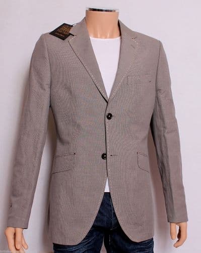 HOLLAND ESQUIRE Beige HAND CUSTOMISED Puppytooth Jacket Blazer BNWT Uk40