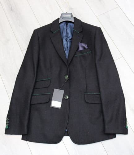 HOLLAND ESQUIRE Black LAMBSWOOL Slim Fit Jacket Blazer UK40 EU50 NEW + TAG