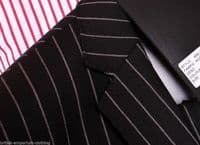 Holland Esquire Black Rope Stripe Wool Suit +H.Esq FREE SUIT CARRIER Uk38 *BNWT*