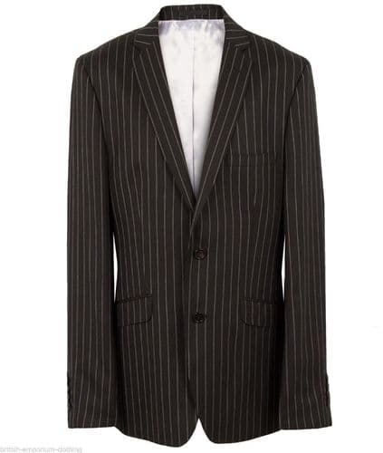 Holland Esquire Black Rope Stripe Wool Suit +H.Esq FREE SUIT CARRIER Uk38 *BNWT*