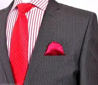 Holland Esquire Dark Grey Pinstripe Wool Suit UK48 EU58 C48 x W42 NEW + TAGS