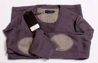 Holland Esquire DK Grey COTTON & SILK V Neck Cardigan Jumper Sweater SMALL *BNWT*