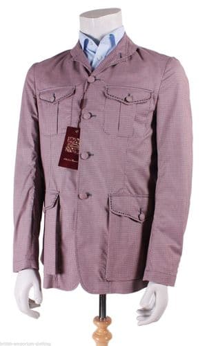 HOLLAND ESQUIRE Gingham Check Cotton Safari Jacket Coat UK40 EU50 MEDIUM