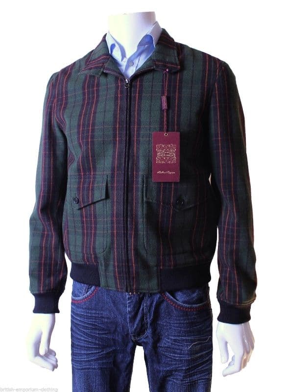 HOLLAND ESQUIRE Green Plaid Check Bomber Jacket* BNWT* Small