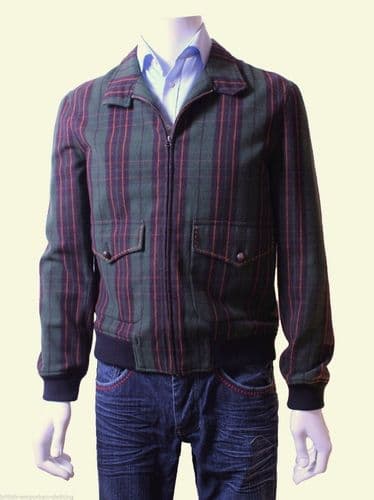 HOLLAND ESQUIRE Green Plaid Check HAND CUSTOMISED Bomber Jacket *BNWT* Medium