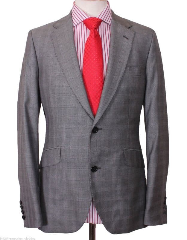 Holland Esquire Grey Checked PURE WOOL Suit UK38 EU48 C38 x W32 NEW + TAGS