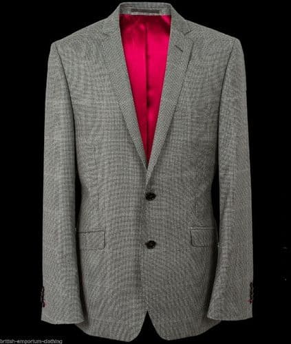 Holland Esquire Grey Dogtooth Overcheck WOOL & CASHMERE Suit Uk38 *BNWT*