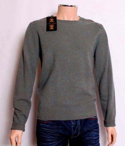HOLLAND ESQUIRE HAND CUSTOMISED 100% LAMBSWOOL Crew Neck Jumper Sweater MED BNWT