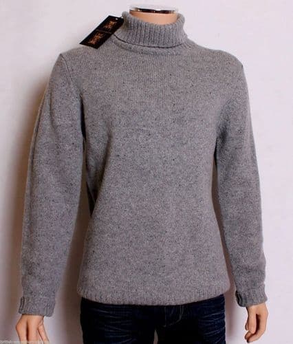 HOLLAND ESQUIRE HAND CUSTOMISED 100%LAMBSWOOL Roll Neck Jumper Sweater LGE BNWT