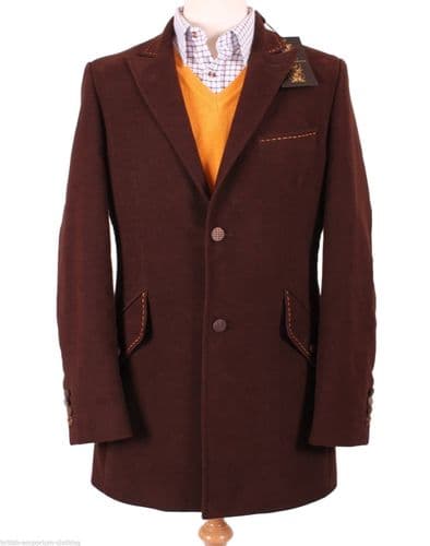 HOLLAND ESQUIRE HAND CUSTOMISED Brown MOLESKIN Car Coat Jacket Uk40* BNWT*