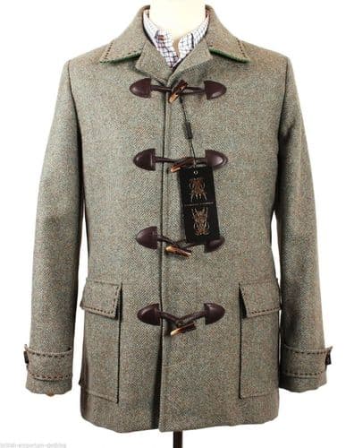 HOLLAND ESQUIRE HAND CUSTOMISED Wide Herringbone Toggle Coat* BNWT* Uk40