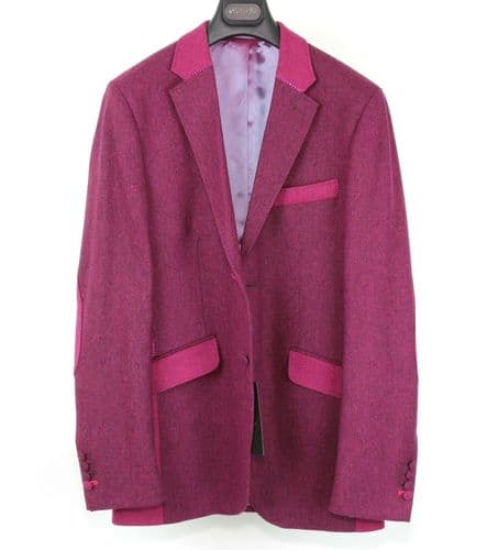 HOLLAND ESQUIRE Pink Panel LAMBSWOOL Slim Fit Jacket Blazer UK40 EU50 NEW + TAG