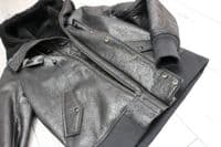 IRO PARIS Black MERWIN Leather Shearling Hooded Jacket Coat BRAND NEW + TAGS
