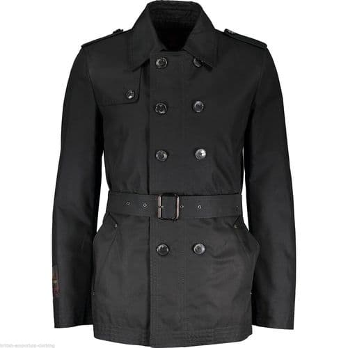 JOHN RICHMOND Short Black Padded Belted Rain Coat BNWT UK44 IT54 Made In Italy