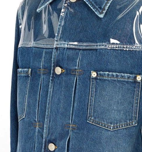 MAISON MARGIELA Denim Cotton & PVC Panelled Jean Jacket UK40 IT50